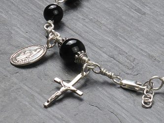 Men's Black Onyx Rosary Bracelet