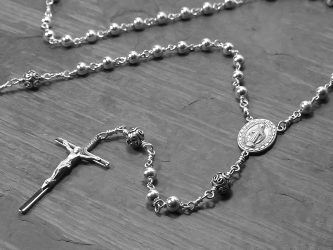 Sterling silver rosary with Bali beads