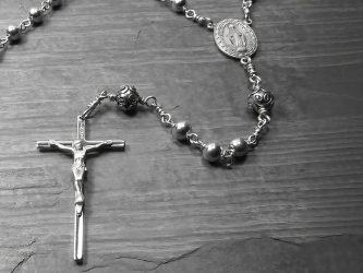 Sterling silver rosary with Bali beads