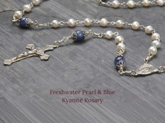 Freshwater Pearl & Blue Kyanite Rosary