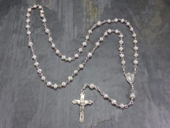 Freshwater Pearl Rosary in Argentium silver wire