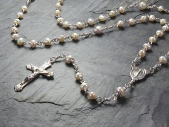 Freshwater Pearl Rosary in Argentium silver wire