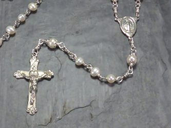 Freshwater Pearl Rosary in Argentium silver wire