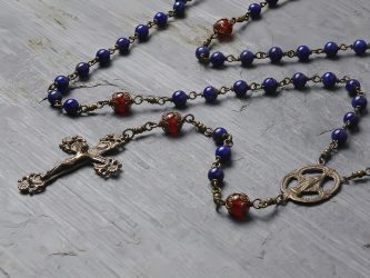 Lapis Lazuli & Carnelian Rosary in Bronze