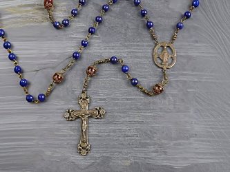 Lapis Lazuli & Carnelian Rosary in Bronze