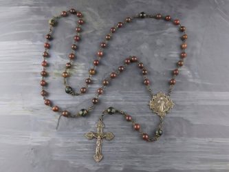 Large Divine Mercy Poppy Jasper & Kambaba Jasper Rosary
