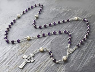 Amethyst and Freshwater Pearl Sterling Silver Rosary