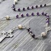 Amethyst and Freshwater Pearl Sterling Silver Rosary