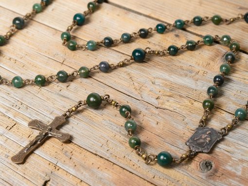 Moss Agate Rosary Beads