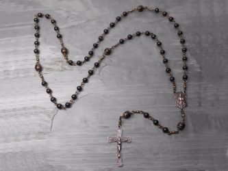 Coconut Wood Rosary in Bronze