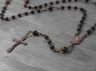 Coconut Wood Rosary in Bronze