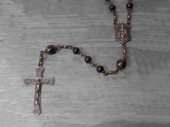 Coconut Wood Rosary in Bronze
