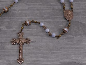 Hand Made Angel Stone and Bronze Rosary in Bronze