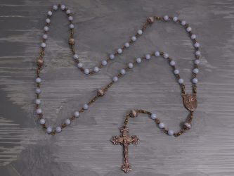 Hand Made Angel Stone and Bronze Rosary in Bronze