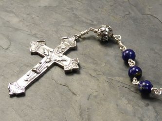 Large Hand-Made Lapis Lazuli & Bali Bead Rosary