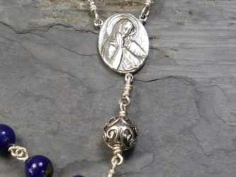 Large Hand-Made Lapis Lazuli & Bali Bead Rosary