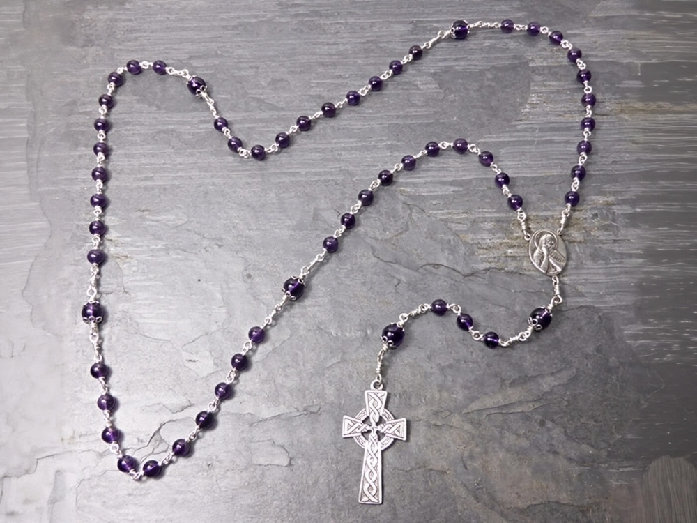 Hand-Made Amethyst and Sterling Silver Rosary