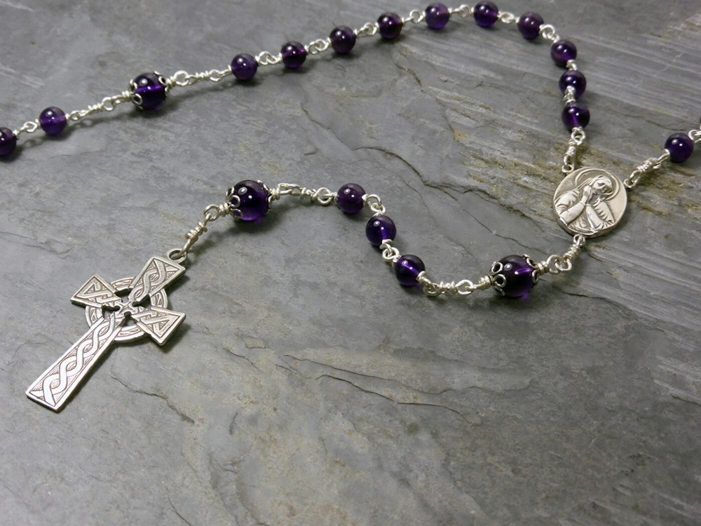 Hand-Made Amethyst and Sterling Silver Rosary