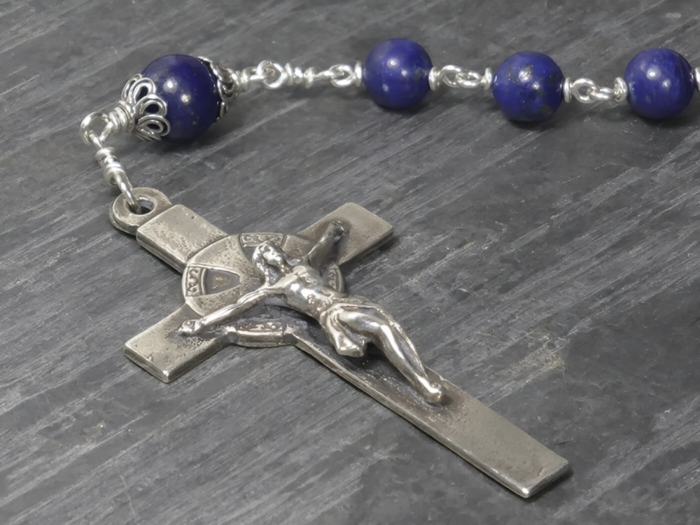 Large Lapis Lazuli & Sterling Silver Rosary
