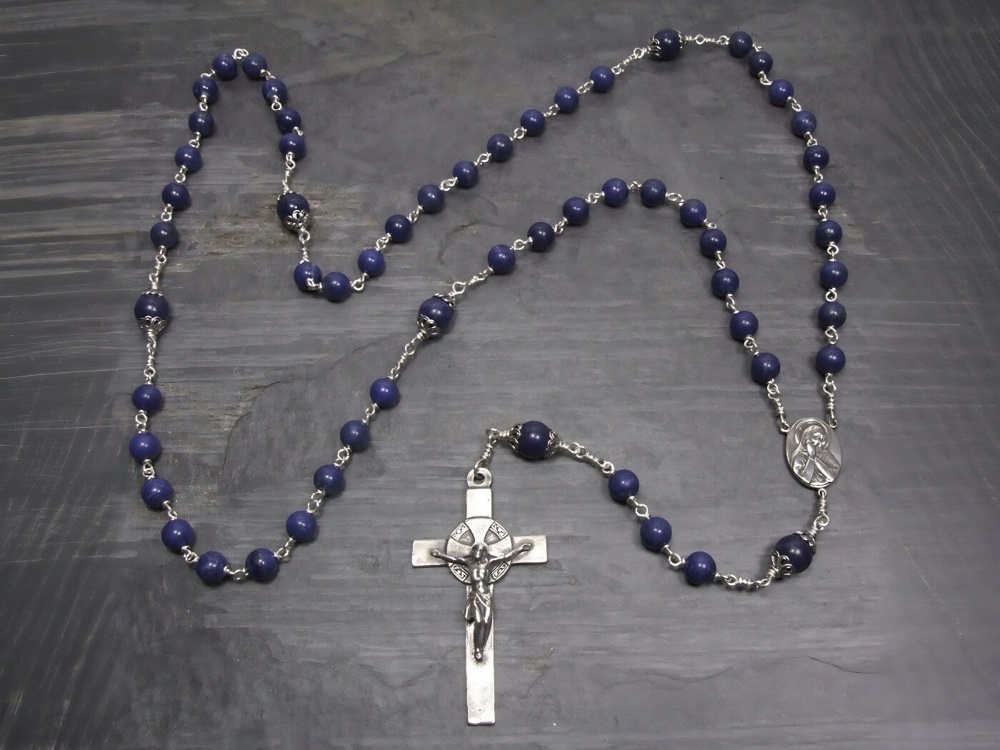 Large Lapis Lazuli & Sterling Silver Rosary