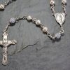 Freshwater Pearl and Aquamarine Rosary - Sterling Silver