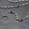 Freshwater Pearl and Amethyst Rosary - Sterling Silver