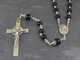 Large Black Onyx and Sterling Silver Rosary