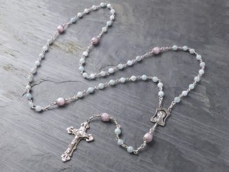 Hand-Made Aquamarine & Pink Kunzite Rosary