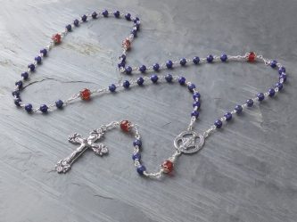 Hand-Made Lapis Lazuli & Carnelian Sterling Silver Rosary Beads