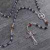Hand-Made Lapis Lazuli & Carnelian Sterling Silver Rosary Beads