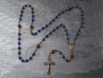 Lapis Lazuli and Carnelian Rosary in Bronze