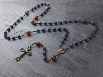 Lapis Lazuli and Carnelian Rosary in Bronze