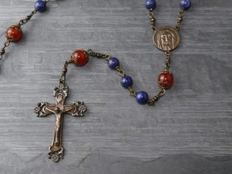 Lapis Lazuli and Carnelian Rosary in Bronze