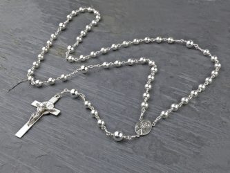 Large Sterling Silver Silver Rosary Beads