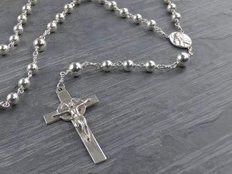 Large Sterling Silver Silver Rosary Beads