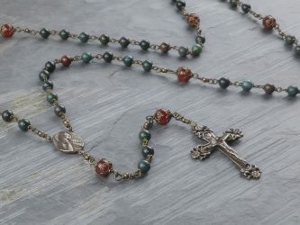Hand-Made Bloodstone & Carnelian Rosary in Bronze