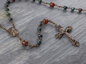 Hand-Made Bloodstone & Carnelian Rosary in Bronze
