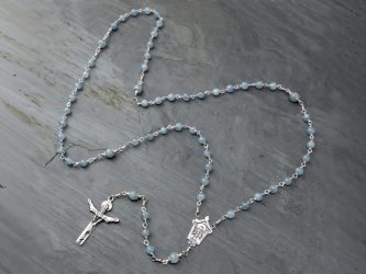 Holy Trinity Aquamarine Sterling Silver Rosary Hand Built