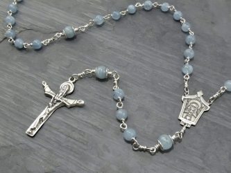 Holy Trinity Aquamarine Sterling Silver Rosary Hand Built
