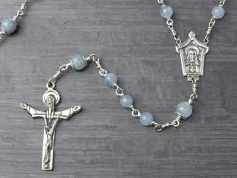 Holy Trinity Aquamarine Sterling Silver Rosary Hand Built