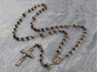 Large St Benedict Coconut Wood Rosary