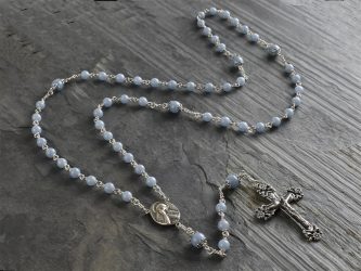 Hand Made Angel Stone & Sterling Silver Rosary