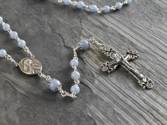 Hand Made Angel Stone & Sterling Silver Rosary