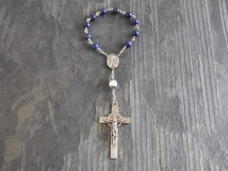 Hand-Made Lapis Lazuli and Freshwater Pearl Single Decade Rosary