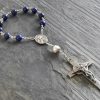 Hand-Made Lapis Lazuli and Freshwater Pearl Single Decade Rosary
