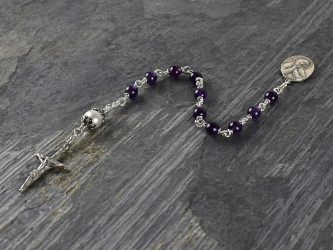 Hand-Made Amethyst Freshwater Pearl Single Decade Rosary