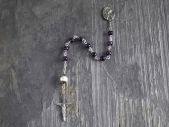 Hand-Made Amethyst Freshwater Pearl Single Decade Rosary