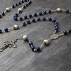 Hand-Made Lapis Lazuli & Freshwater Pearl Rosary Sterling Silver