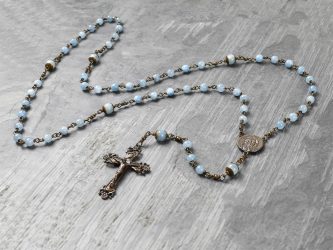 Aquamarine Rosary in Bronze