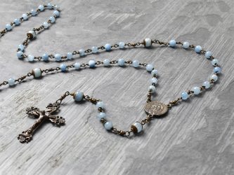 Aquamarine Rosary in Bronze